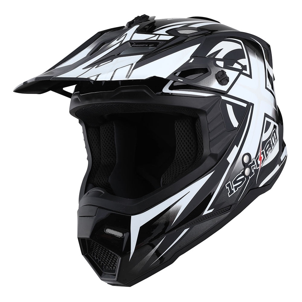 1Storm Adult Motocross Helmet BMX MX ATV Dirt Bike Helmet Racing Style HF801; Sonic Red