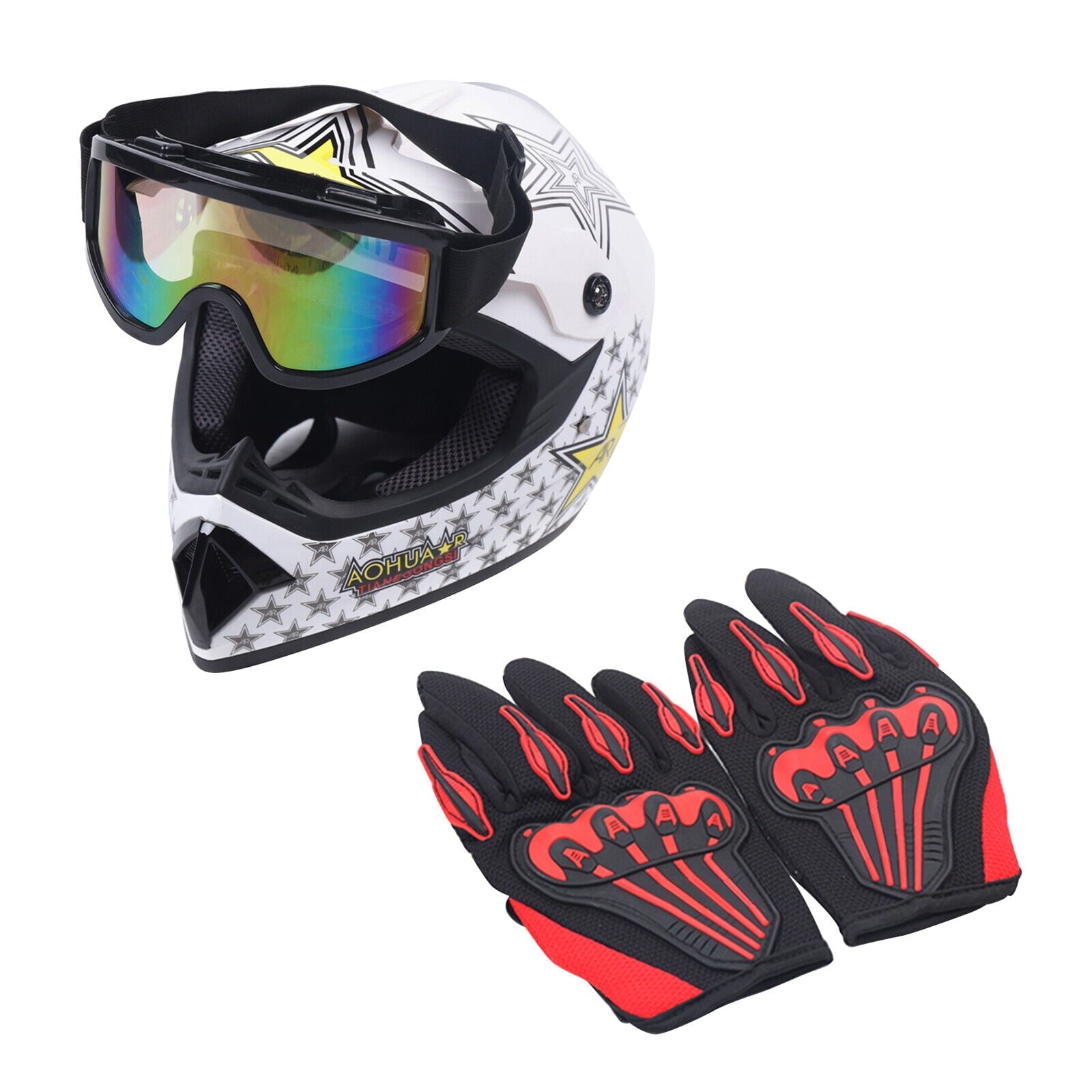 Motocross Youth Helmet+Goggles+Gloves Kit Off-Road Dirt Bike Racing ATV Protect