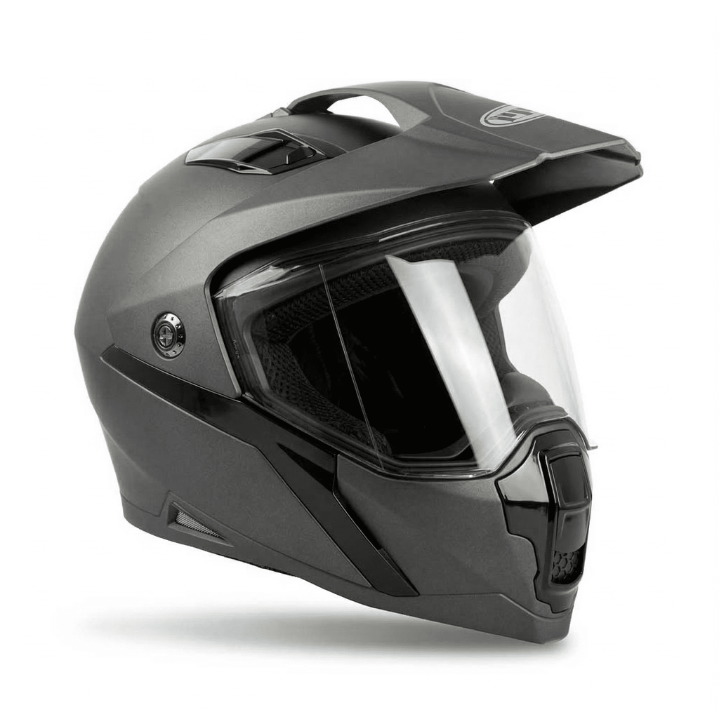 MMG Adult Motorcycle Dual Sport Off-Road Full-Face Helmet DOT - Matte Gray (Medium) Model 23