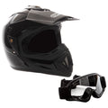 MMG Model 30 Gloss Black Lightweight Full-Face DOT Adult Motorcycle Helmet with Goggles