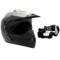 MMG Motorcycle Off-Road Helmet MX ATV Dirt Bike Matte Black with Goggles (Medium) Model 30