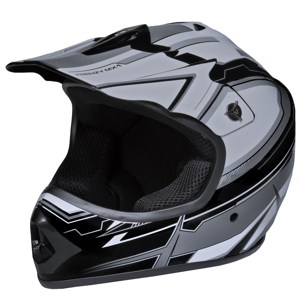 Youth Frenzy MX ATV off-road Helmet DOT Approved Black/Grey, Youth Large