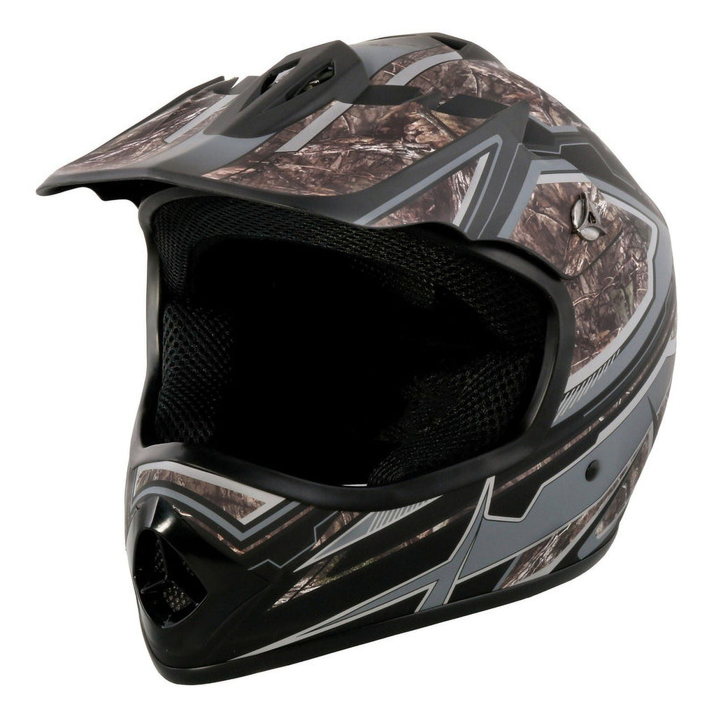 Youth Frenzy Mossy Oak Camo Mx off-road Motocross, ATV, Dirt Bike Helmet, Dot Approved - Large