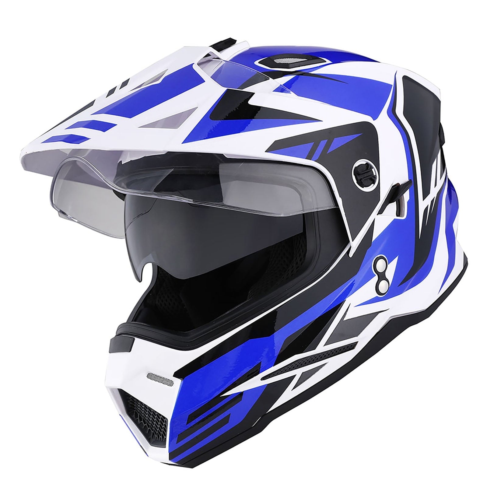 1Storm Adult Motorcycle Motocross Dual Sport Off Road Full Face Dual Visor Helmet F802CLS Matt Black