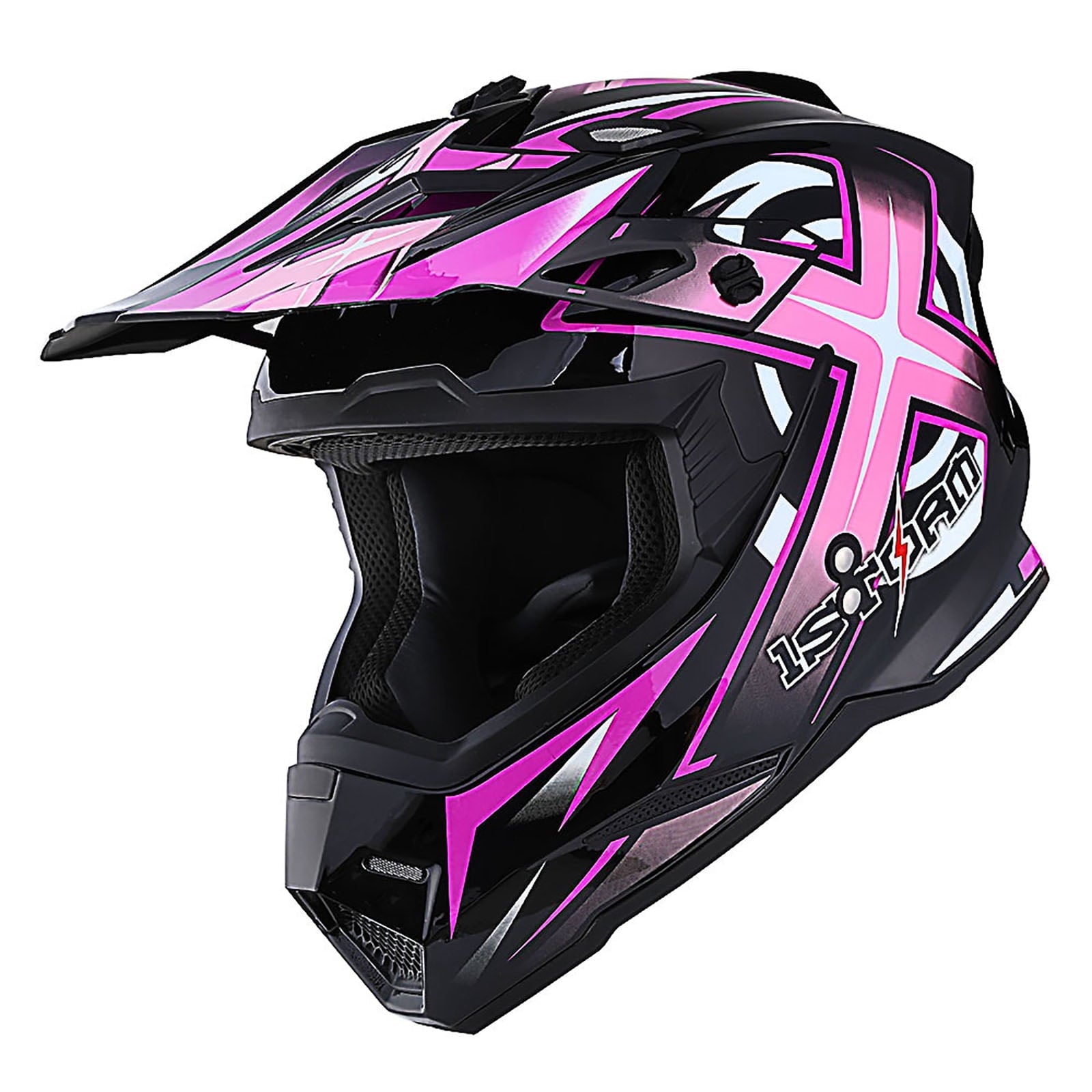 1Storm Adult Motocross Helmet BMX MX ATV Dirt Bike Helmet Racing Style HF801; Sonic Red