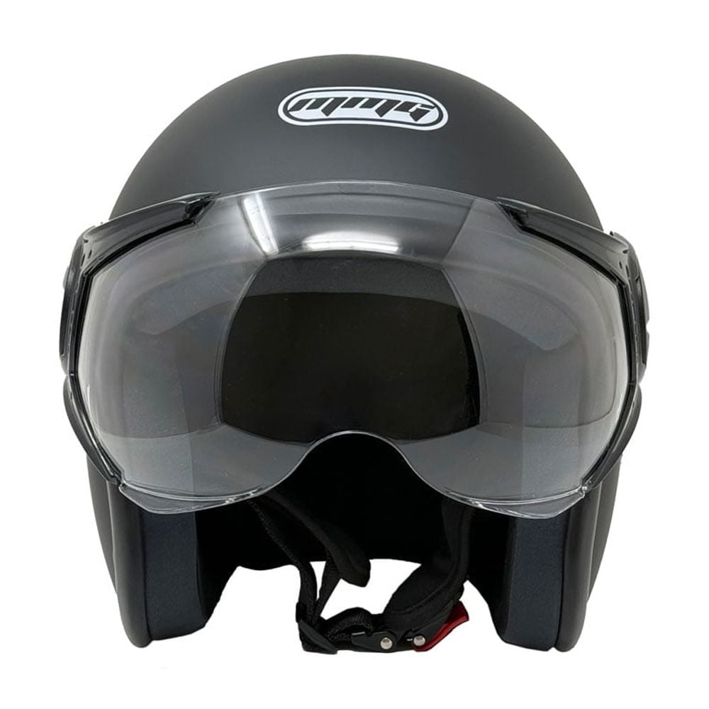 MMG Adult Motorcycle Helmet, Open Face Flip Up Visor DOT - Matte Black L