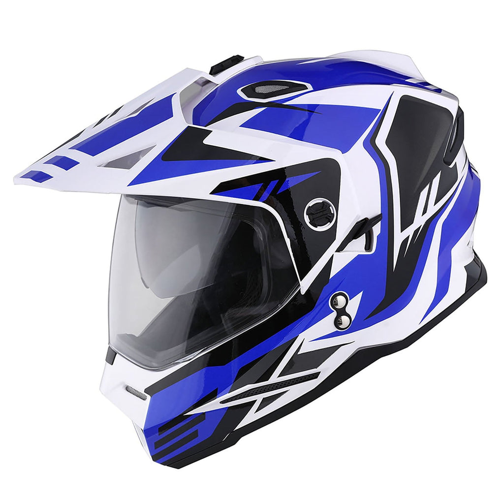 1Storm Dual Sport Motorcycle Motocross Off Road Full Face Helmet Dual Visor HF802 Matt Black + Motorcycle Bluetooth Headset