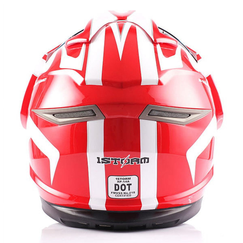 1Storm Dual Sport Helmet Motorcycle Full Face Motocross Off Road Bike HGXP14A Glossy White