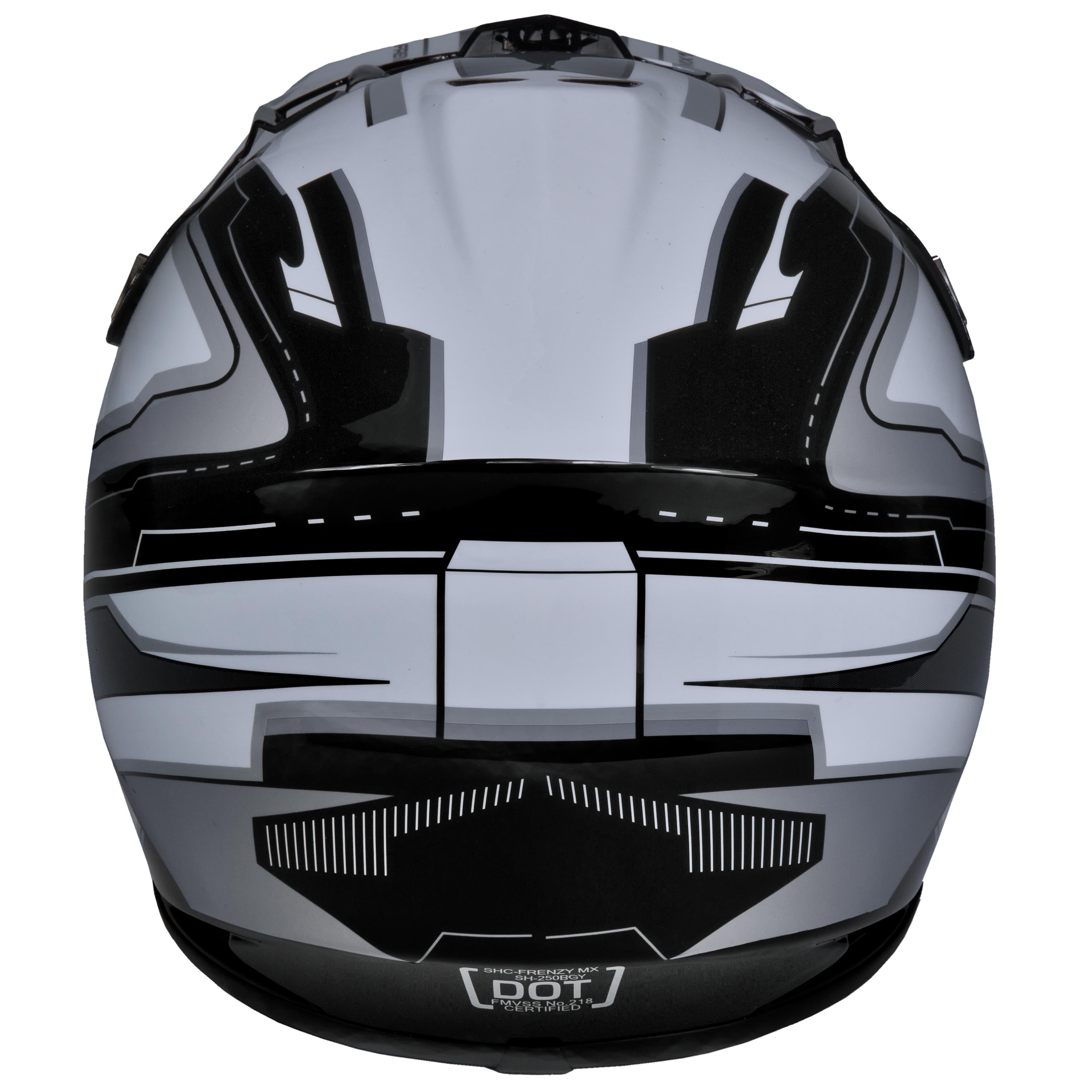 Youth Frenzy MX ATV off-road Helmet DOT Approved Black/Grey, Youth Large