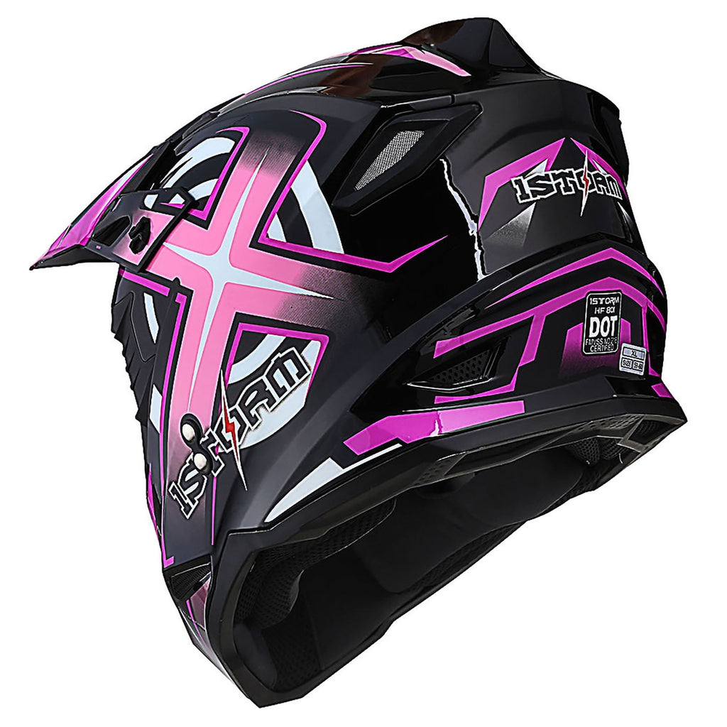 1Storm Adult Motocross Helmet BMX MX ATV Dirt Bike Helmet Racing Style HF801; Sonic Red