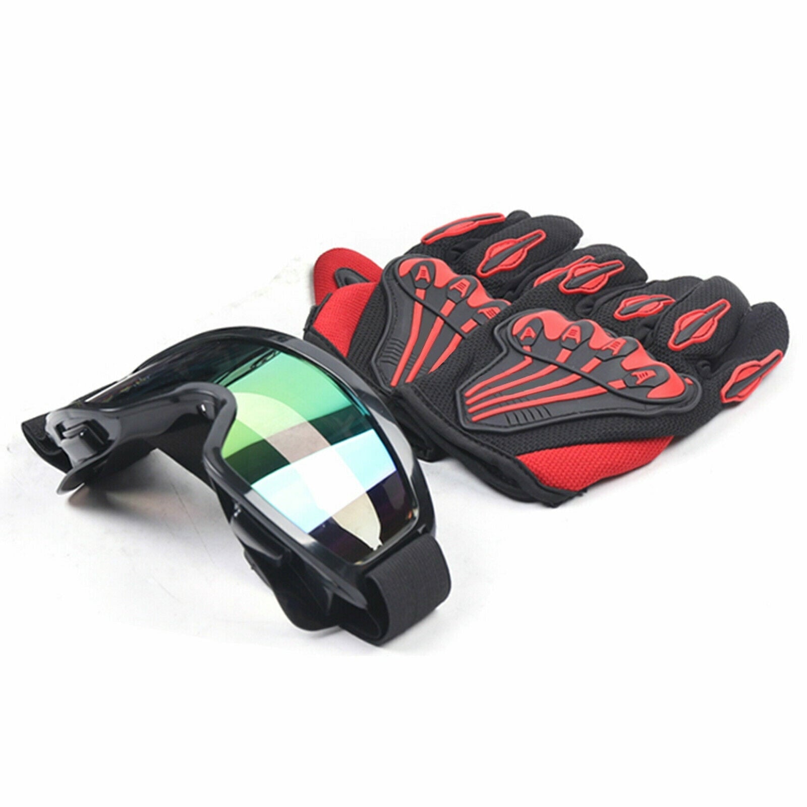 Black Motorcycle Full Face Helmet, Motorcross Dirt Bike ATV UTV Off Road MTB Racing Casco, DOT Lightweight Helmets with Goggle Glove for Adults Men