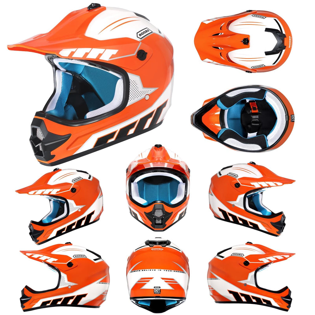 ROOZO Youth Dirt Bike Helmet â€?DOT Certified Full Face Motorcycle Helmet with Goggles & Gloves