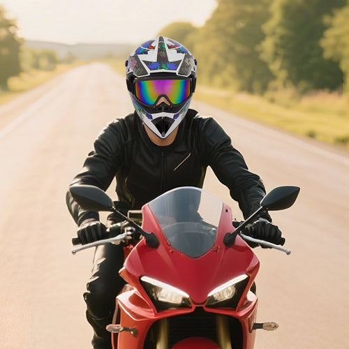 22.44-22.83in Suitable Head Helmet Set Helmet Set with Goggles and Gloves Motorcycle Off-Road Helmet Set