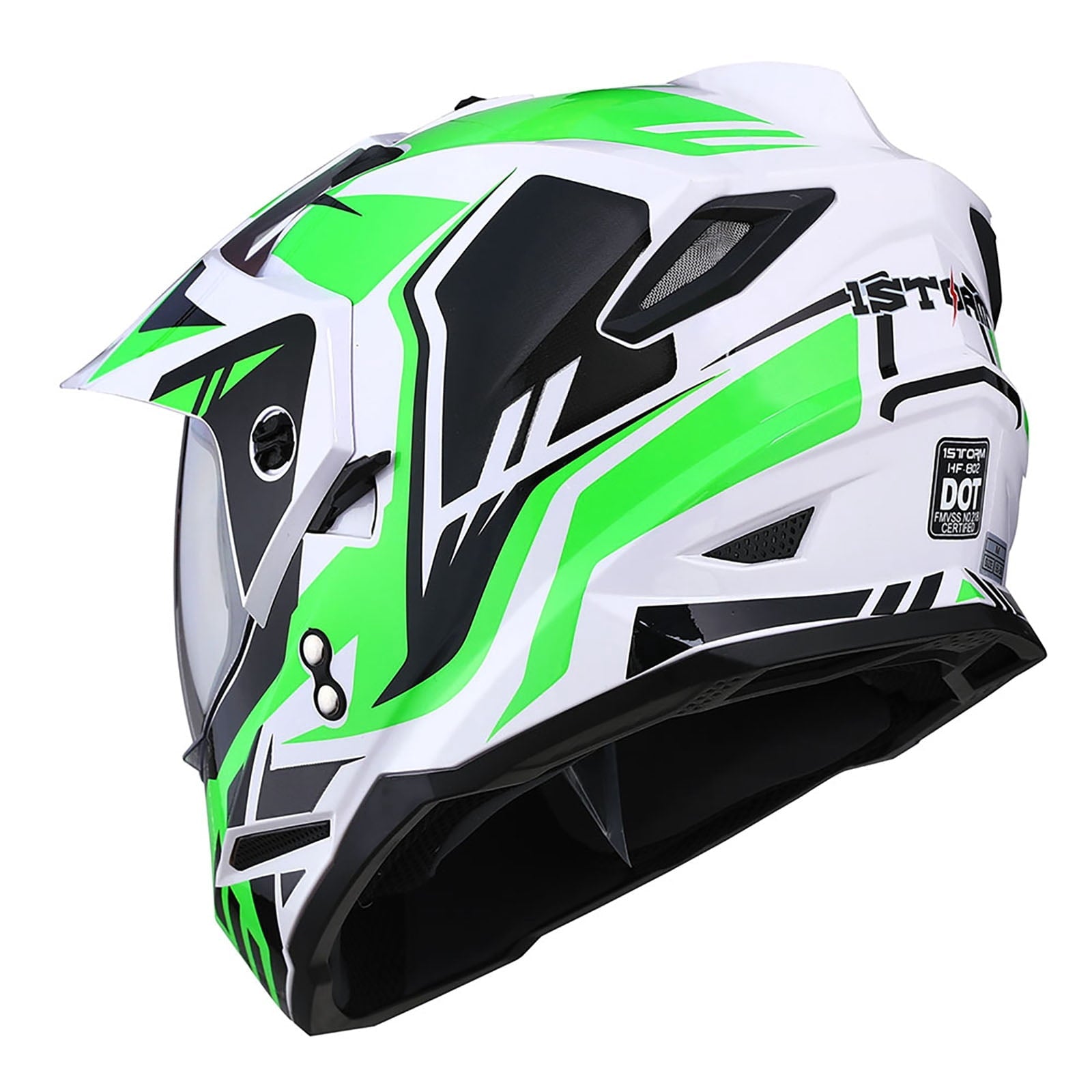 1Storm Dual Sport Motorcycle Motocross Off Road Full Face Helmet Dual Visor HF802 Matt Black + Motorcycle Bluetooth Headset