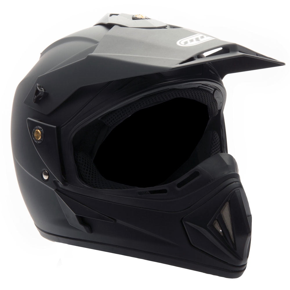 MMG Motorcycle Off-Road Helmet MX ATV Dirt Bike Matte Black with Goggles (Medium) Model 30