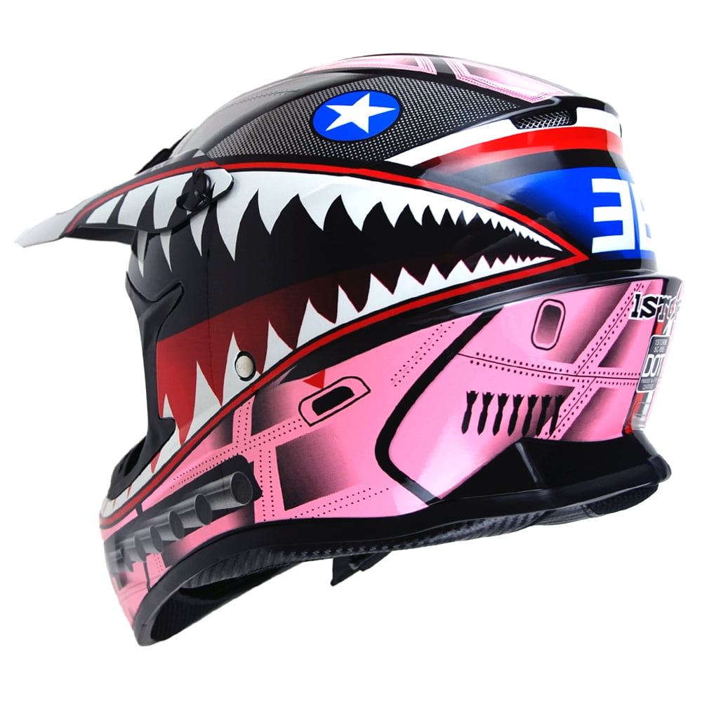 1Storm Adult Motocross Helmet BMX MX ATV Dirt Bike Downhill Mountain Bike Helmet Racing Style HKY_SC09S; Shark Red