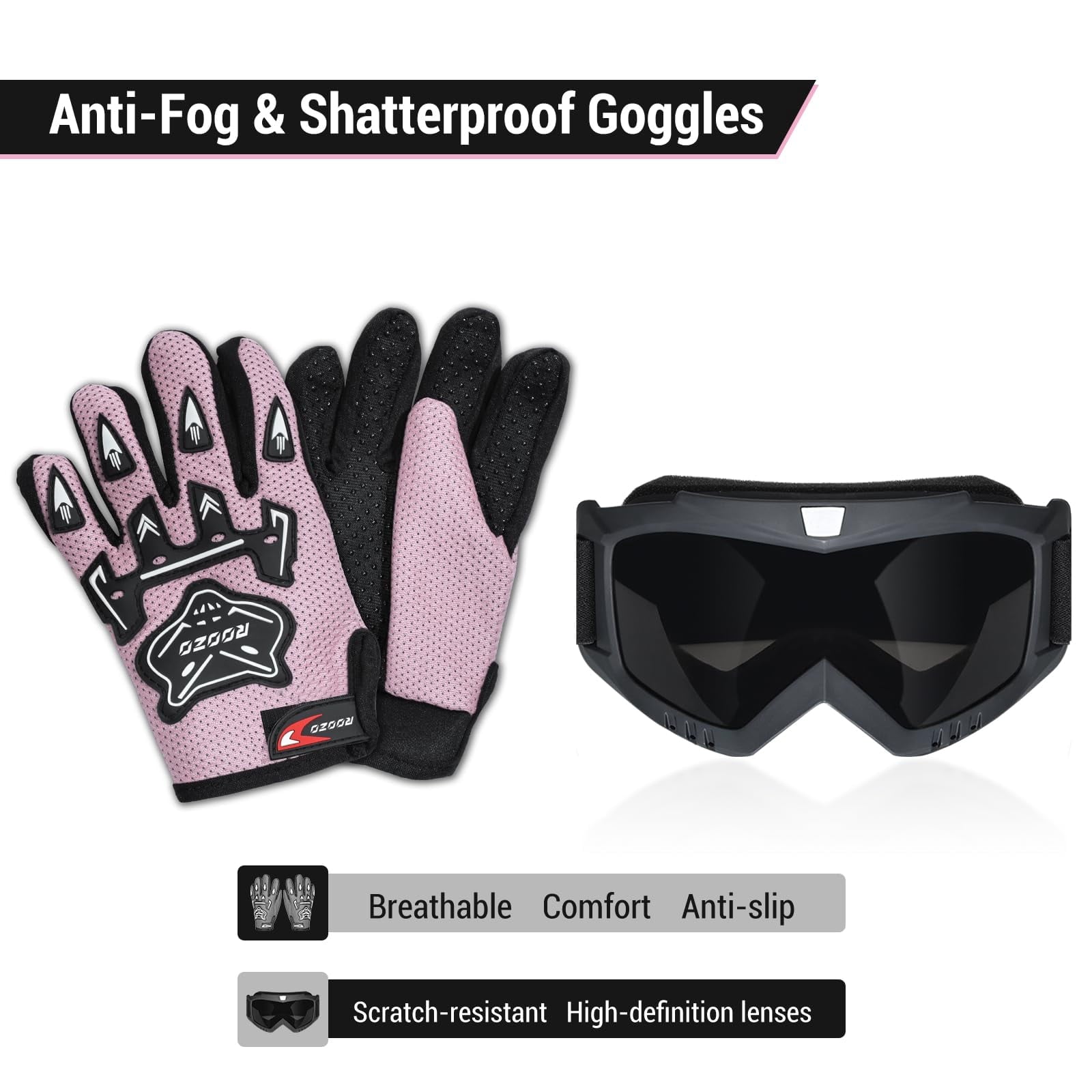ROOZO Youth Dirt Bike Helmet â€?DOT Certified Full Face Motorcycle Helmet with Goggles & Gloves