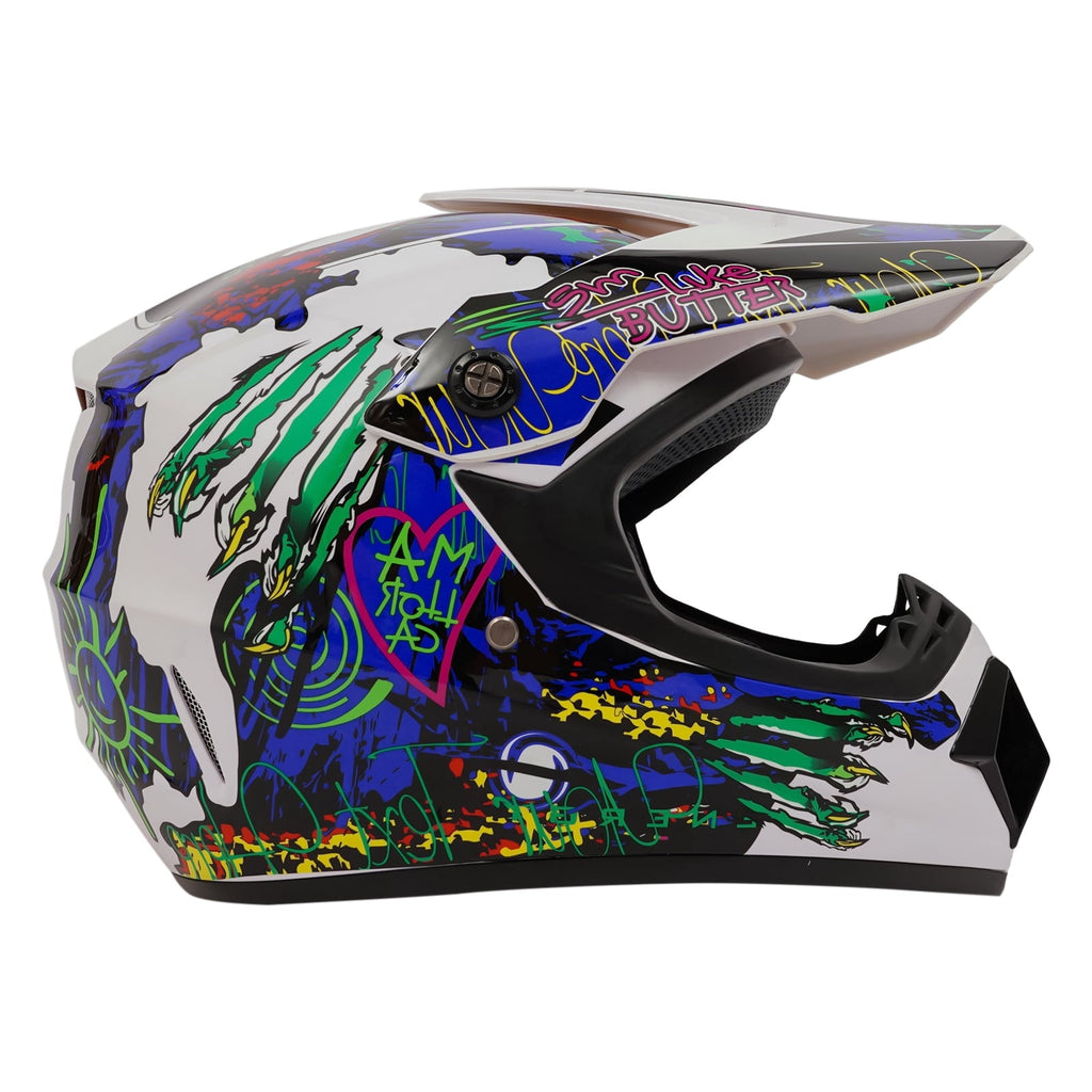 22.44-22.83in Suitable Head Helmet Set Helmet Set with Goggles and Gloves Motorcycle Off-Road Helmet Set