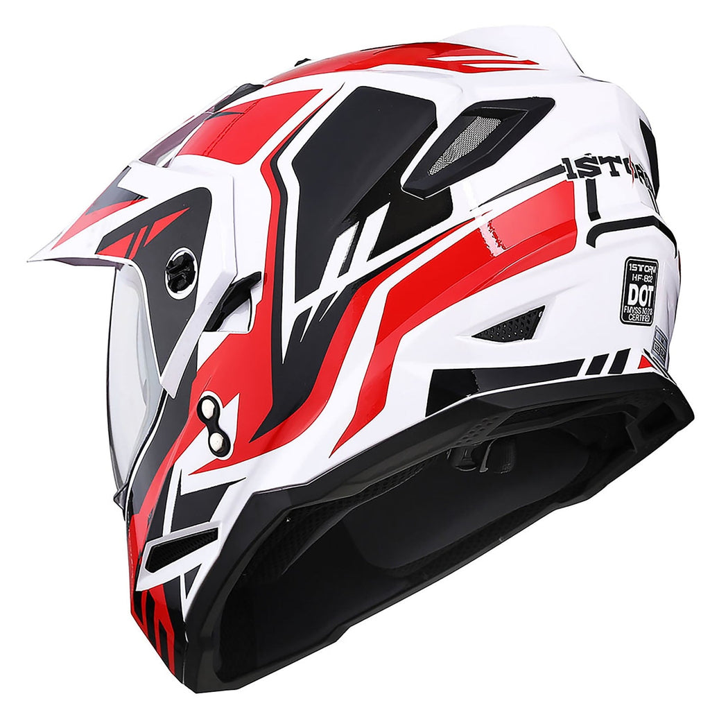 1Storm Dual Sport Motorcycle Motocross Off Road Full Face Helmet HF802 Dual Visor Storm Force Black