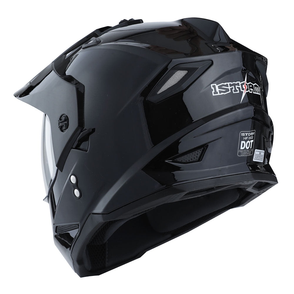 1Storm Adult Motorcycle Motocross Dual Sport Off Road Full Face Dual Visor Helmet F802CLS Matt Black