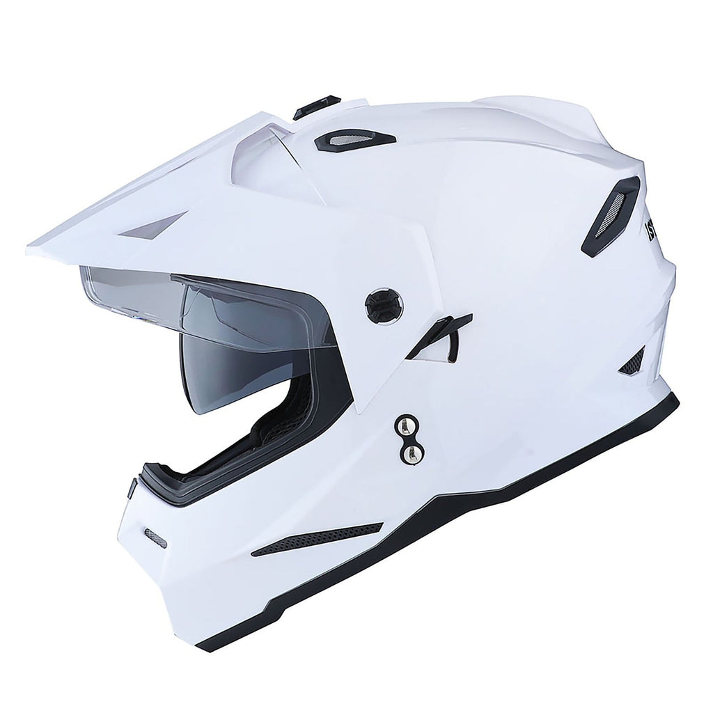 1Storm Dual Sport Motorcycle Motocross Off Road Full Face Helmet Dual Visor HF802 Matt Black + Motorcycle Bluetooth Headset