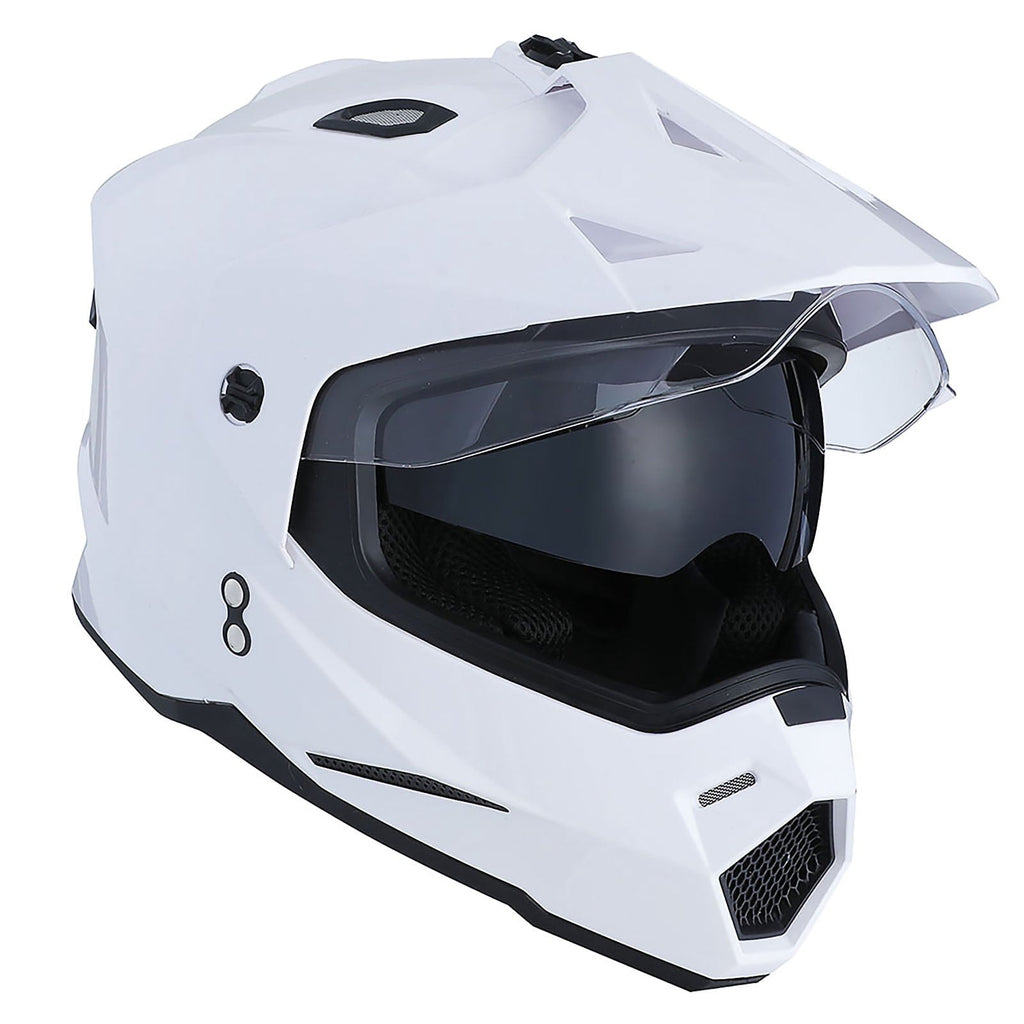 1Storm Adult Motorcycle Motocross Dual Sport Off Road Full Face Dual Visor Helmet F802CLS Matt Black